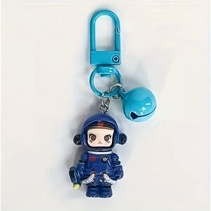 Skull Panda Phone Charm Keychain - Blue